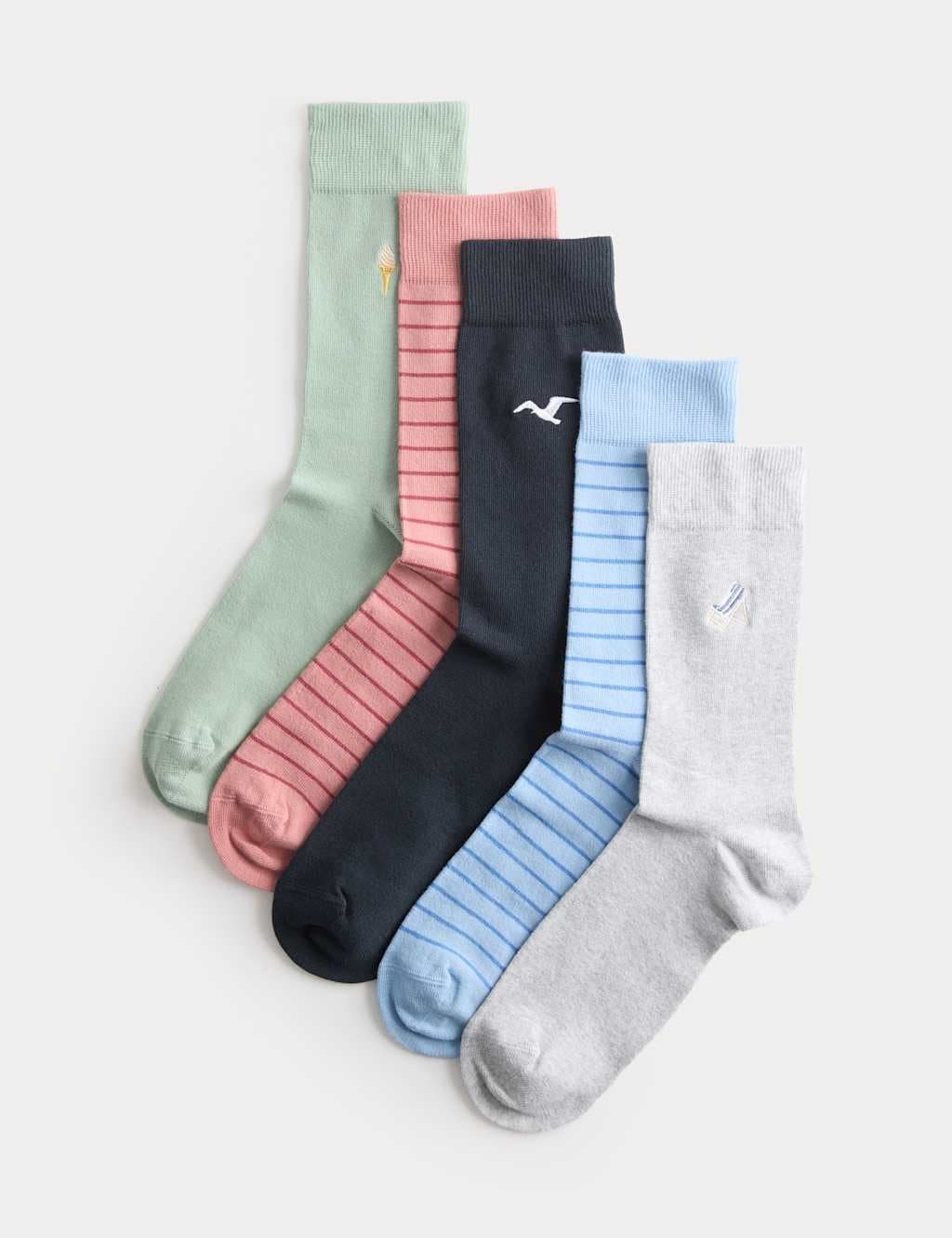 Marks & Spencer M&S 5 Pack Cool & Fresh™ Seaside Cotton Rich Socks Multi