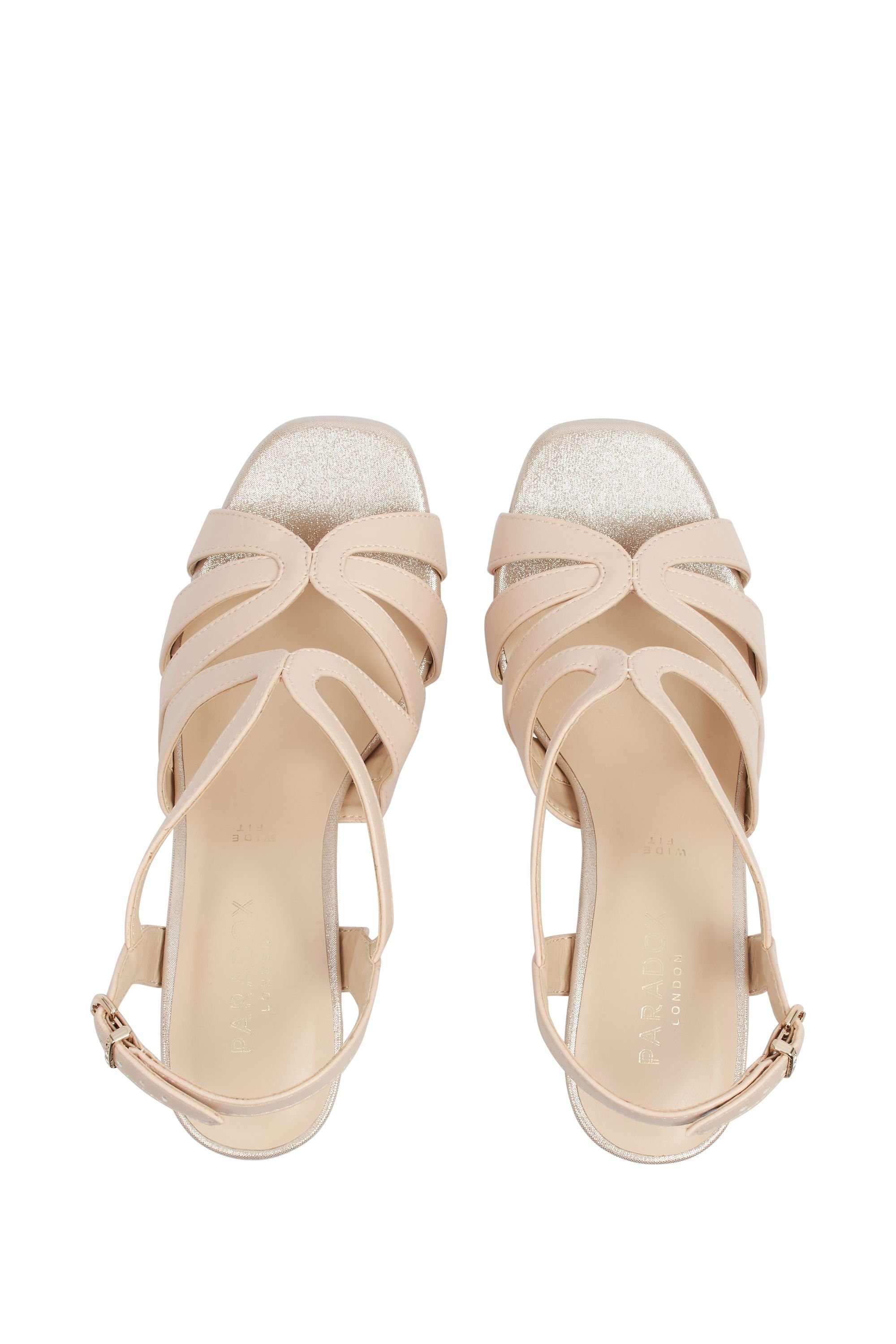 Paradox London Paradox London Women's 'Natalia' Faux Leather Block Heel Sandal in Nude - 3