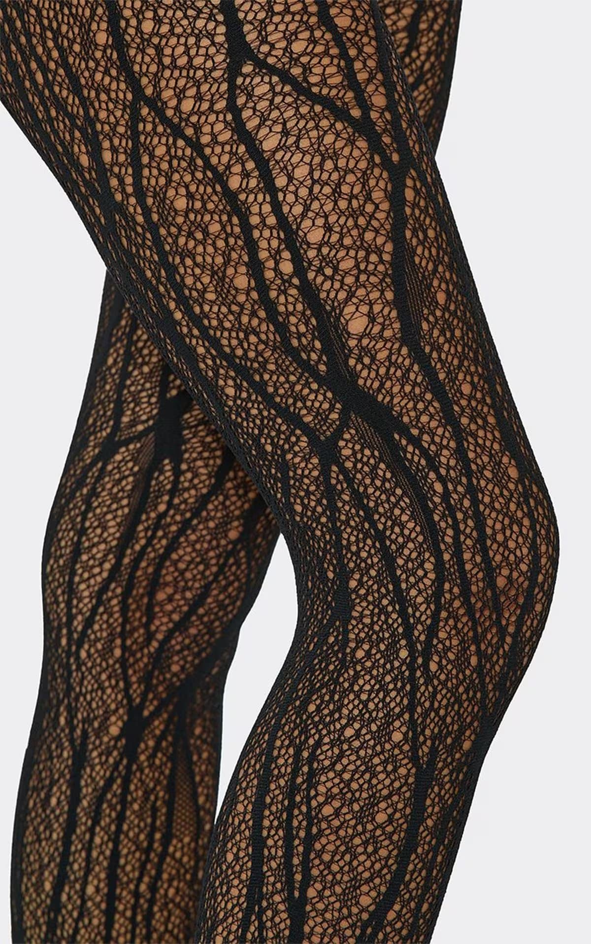 EGO Pattern Detail Fishnet Tights In Black, Women's Size UK 0