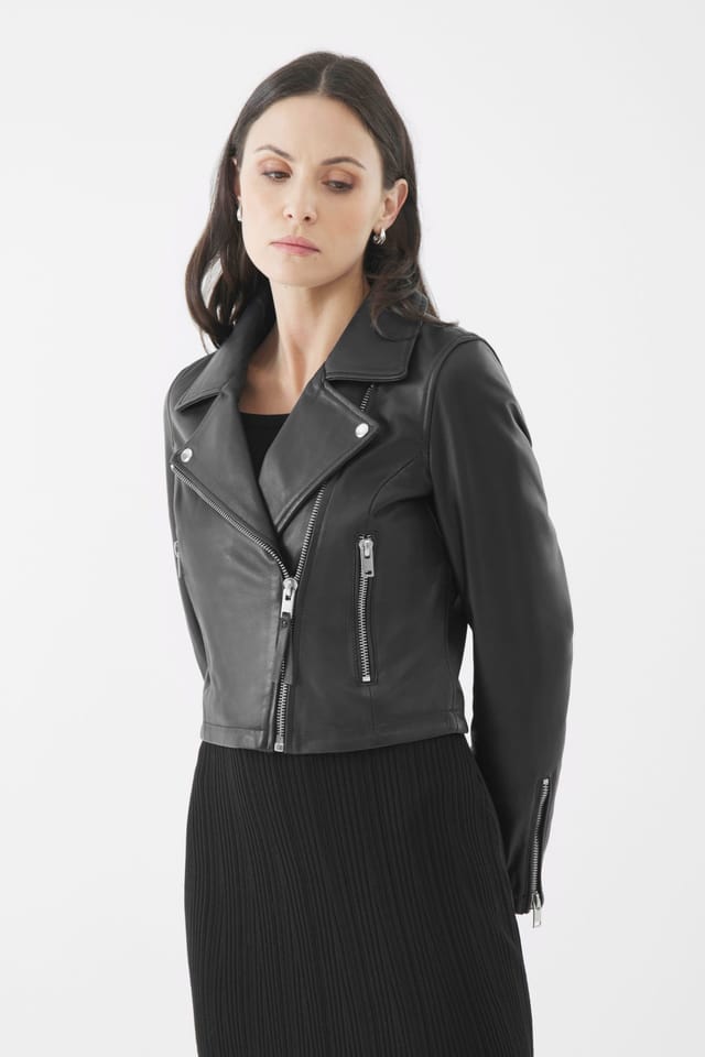 Bolongaro Trevor Bolongaro Trevor Women's Real Leather Millie Biker Jacket in Black - 3