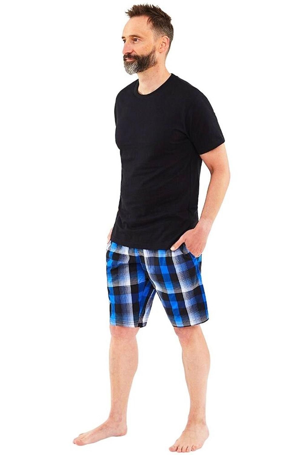 Just Essentials Just Essentials Men's Mens Check Short Pyjama Set in Royal - 1