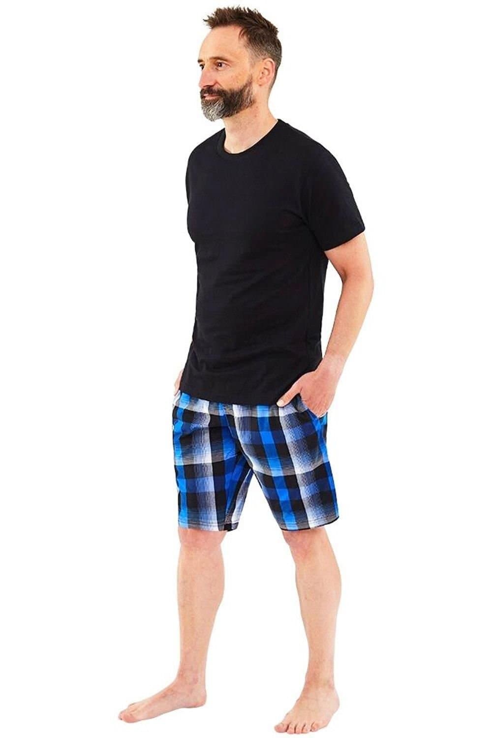 Just Essentials Just Essentials Men's Mens Check Short Pyjama Set in Royal