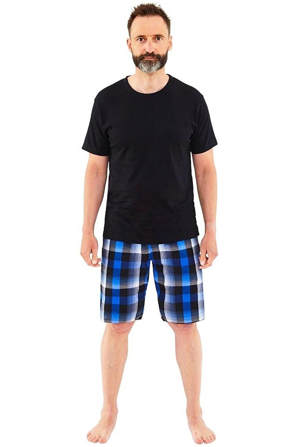Just Essentials Just Essentials Men's Mens Check Short Pyjama Set in Royal - 2