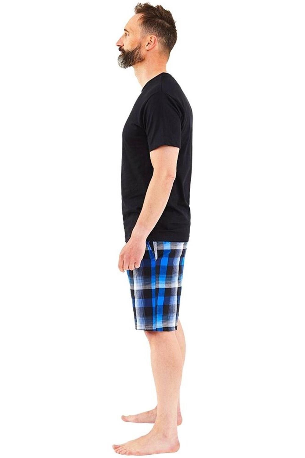 Just Essentials Just Essentials Men's Mens Check Short Pyjama Set in Royal - 3