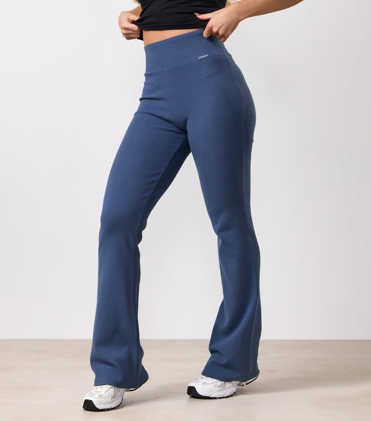 Gym King Women's Bright Blue Ribbed Flared Leggings Gym King New Look - 1