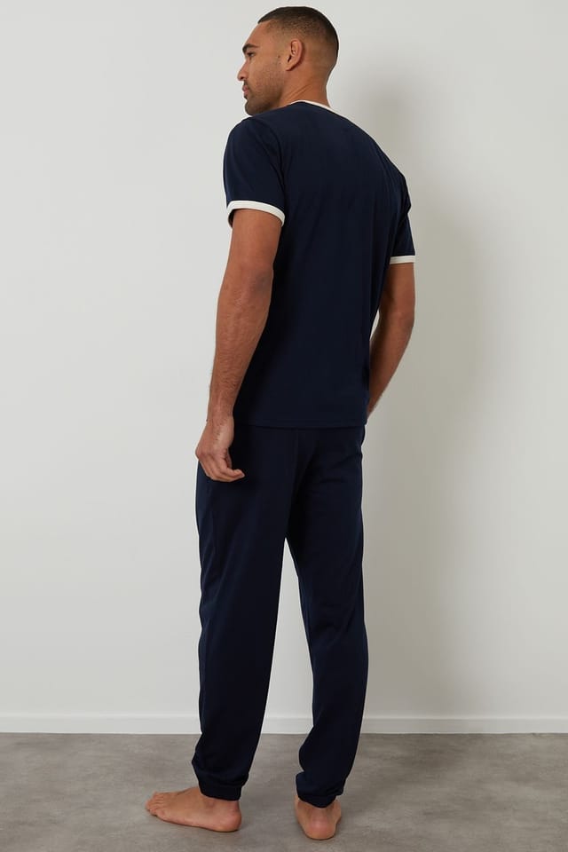 Threadbare Threadbare Men's Contrast Binding Lounge Set in Navy - 2