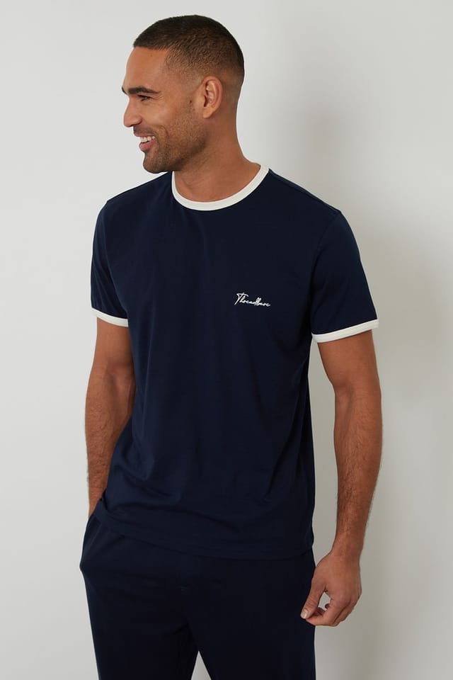 Threadbare Threadbare Men's Contrast Binding Lounge Set in Navy - 3