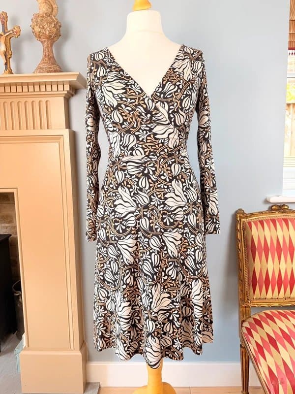 Diane von Fürstenberg Vintage Diane von Furstenberg Camelia Silk Wrap Dress UK 12 Black Ivory