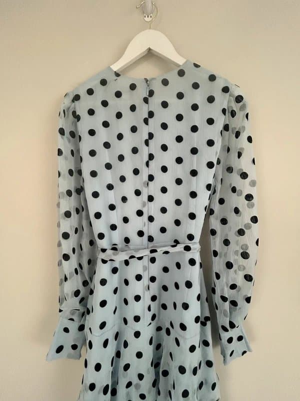 Whistles Whistles Grey Alanza Spot Tiered Dress UK 12 (RRP£329)