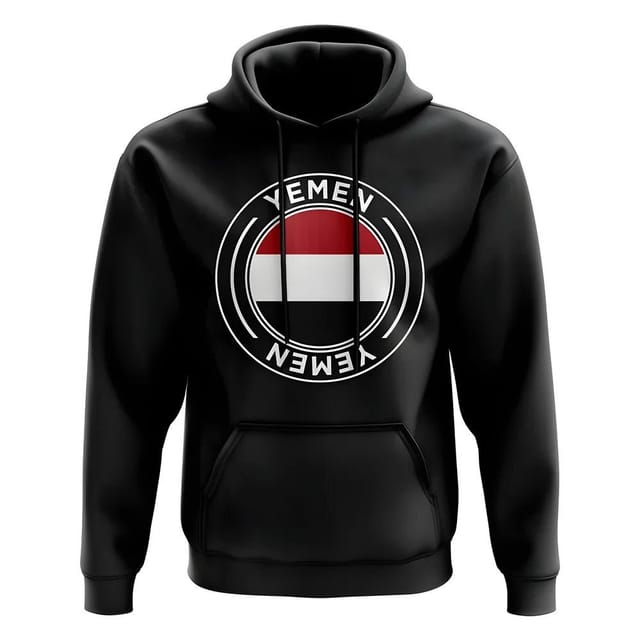 Yemen Yemen Men's Personalised Football Badge Hoodie in Black - 2