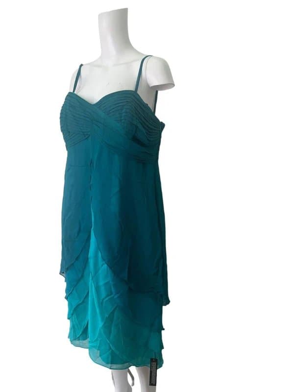 Debenhams Debenhams dress size large 16 silk teal blue occasional women's new eu44 rrp £120