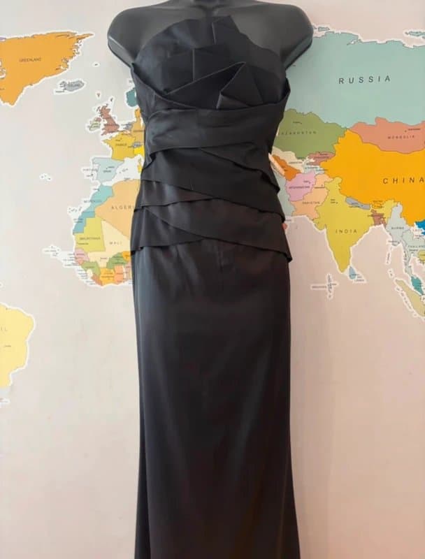 Coast Coast Black Strapless Boned Satin Maxi Dress UK 10 Evening Occasion Wedding Guest Formal