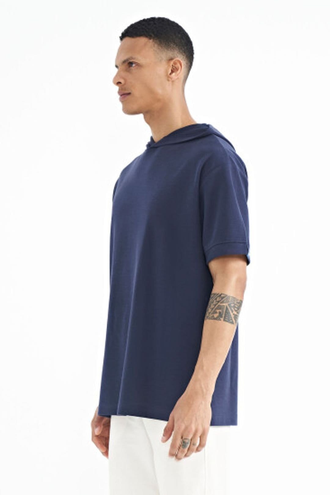 Tommy Life Tommy Life Men's Oversized Hooded Short-sleeve T-shirt in Cobalt - 4