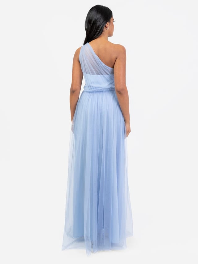 Maya Deluxe Maya Deluxe Women's Embellished One Shoulder Maxi Dress in Blue - 3
