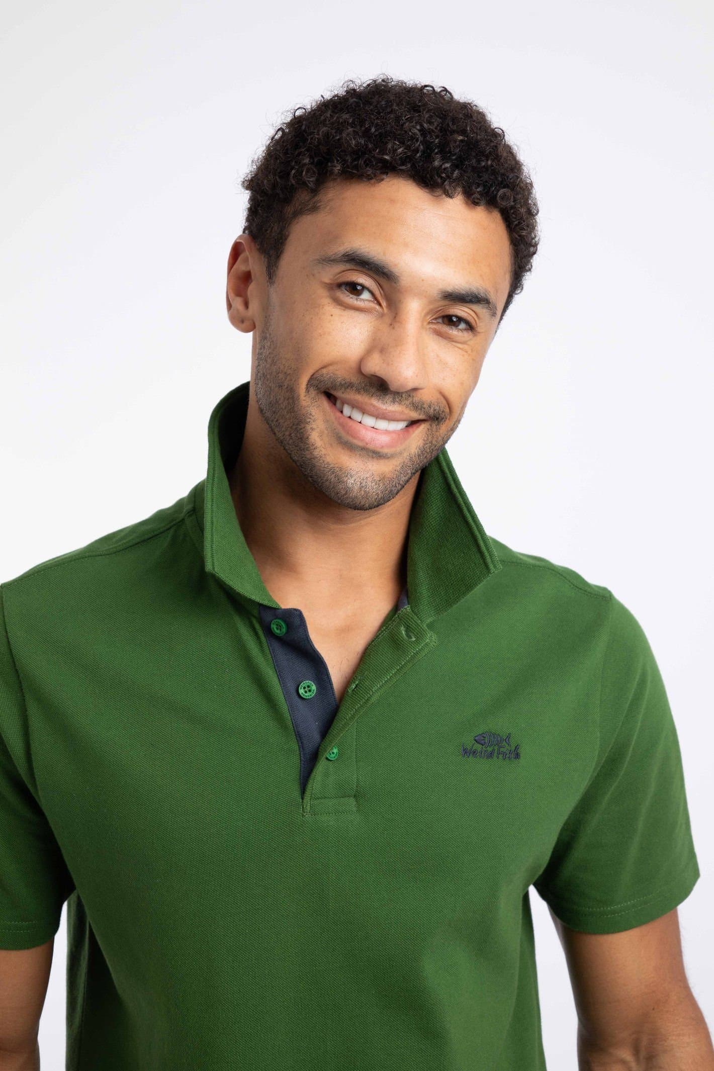 Weird Fish Weird Fish Men's Miles Pique Polo Shirt in Green
