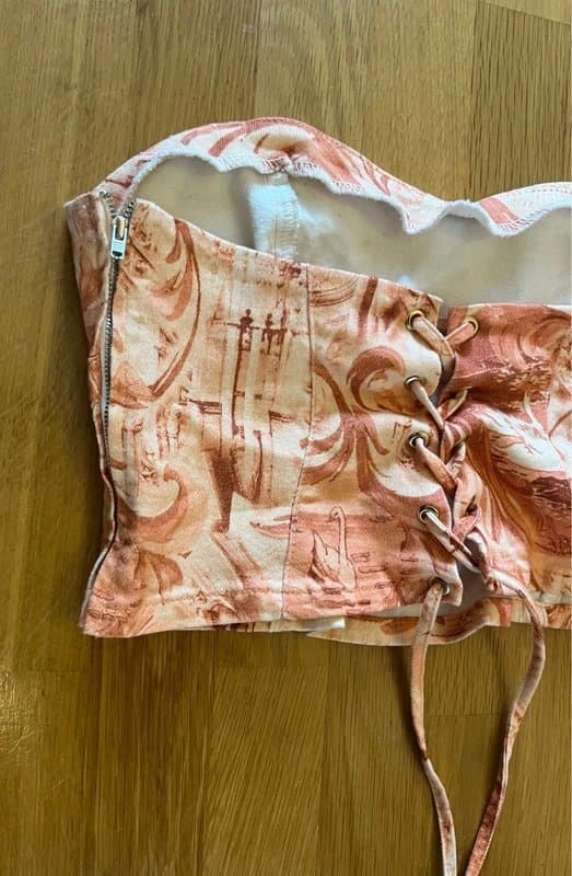 ASOS ASOS Luxe Patterned Denim Strapless Top - Size 12