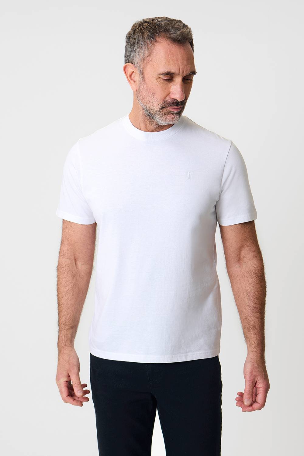 Saltwell Saltwell Men's Garment Dye Cotton Jersey Crew Neck T-Shirt in White - 2