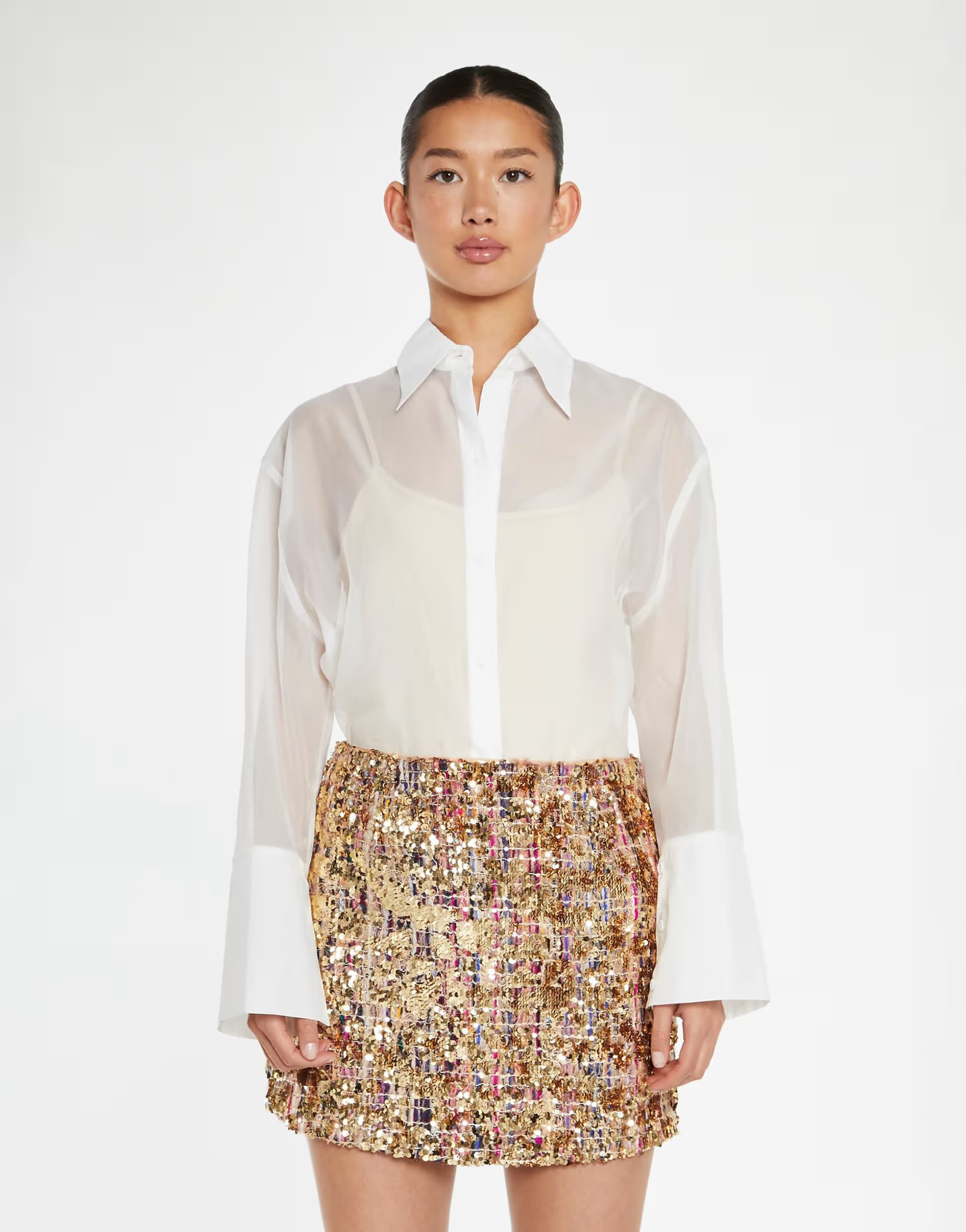 ASOS Glamorous Mini skirt in tweed gold sequin