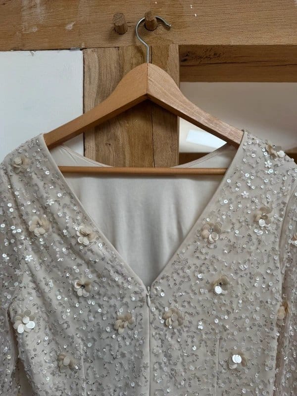 Kaleidoscope Kaleidoscope Champagne Sequin Floral Embellished Party Dress UK 14 BNWT Wedding Guest Occasion - 1