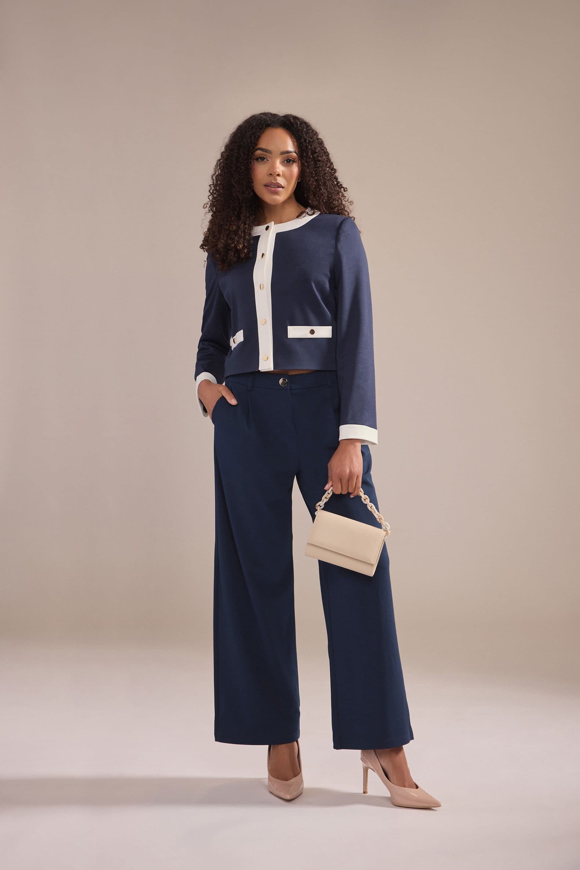 M&Co M&Co Women's Colourblock Jacket in Mid Navy