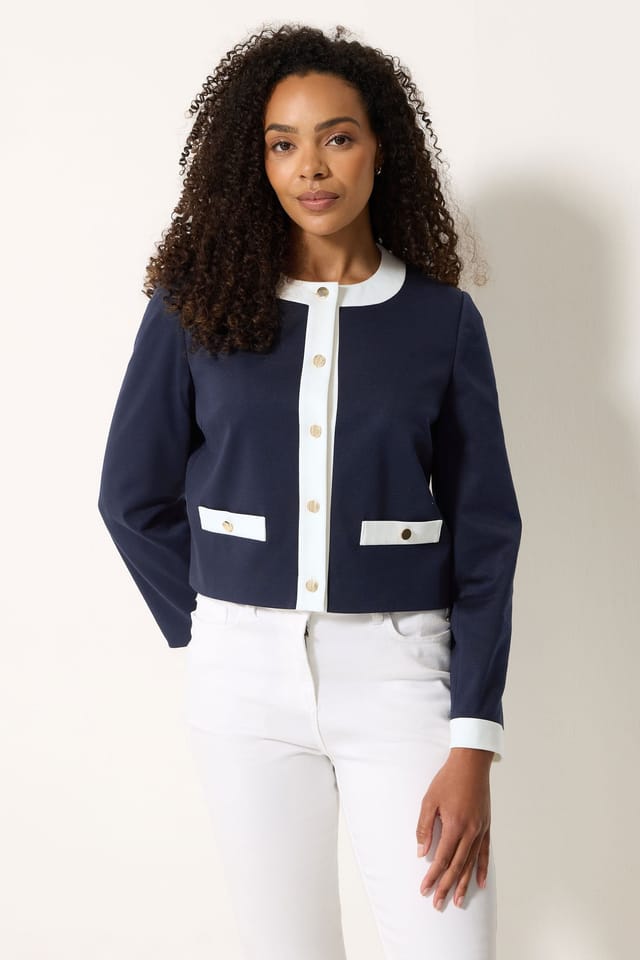 M&Co M&Co Women's Colourblock Jacket in Mid Navy - 3