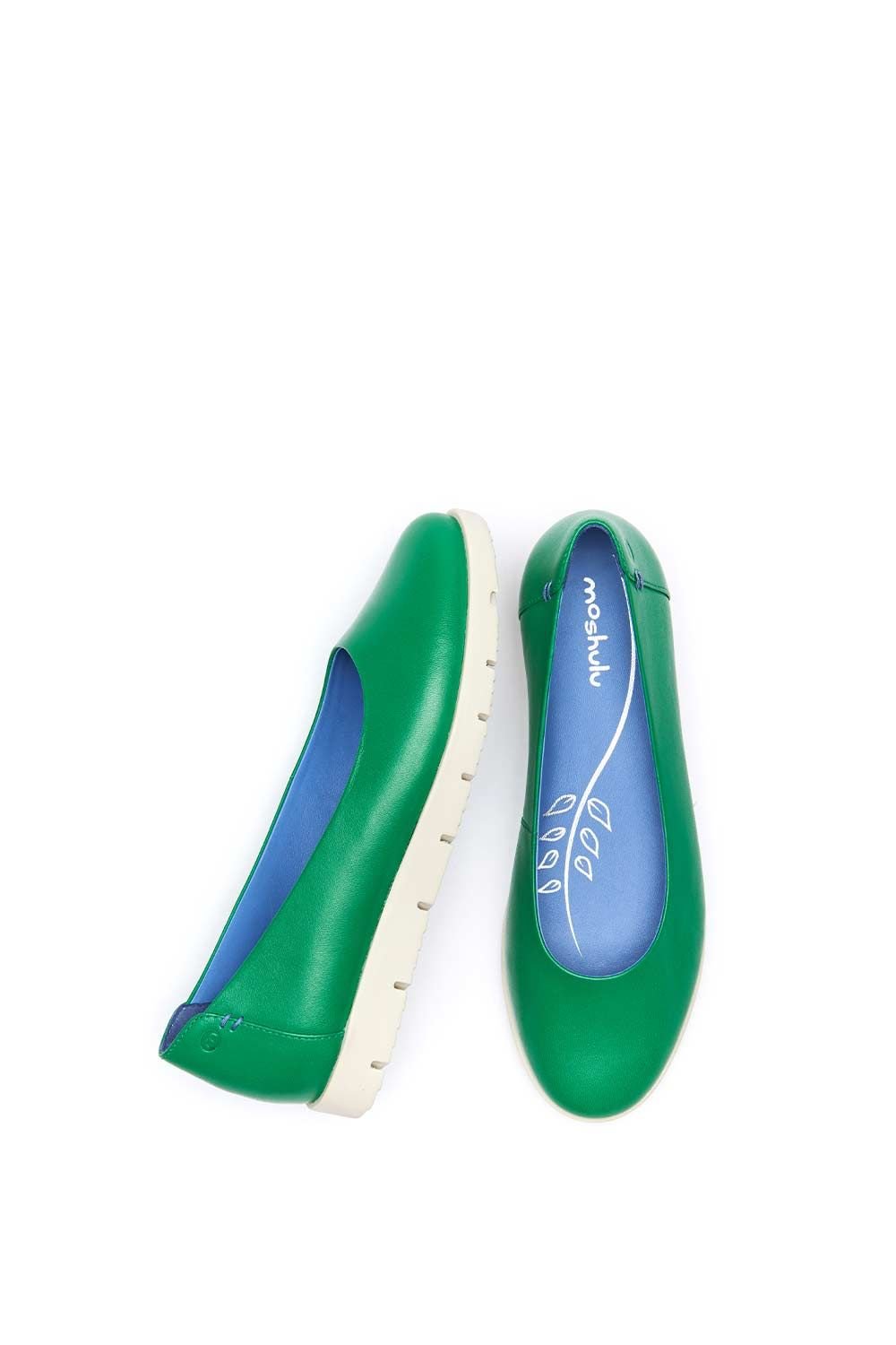 Moshulu Moshulu Women's 'Jin' Leather Flat Slip On Shoes in Green - 2