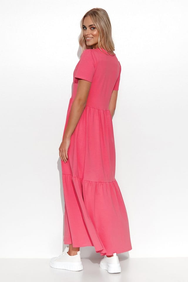 Love Lace Love Lace Women's Maxi Knit V Neck Ruffle Dress in Pink - 2