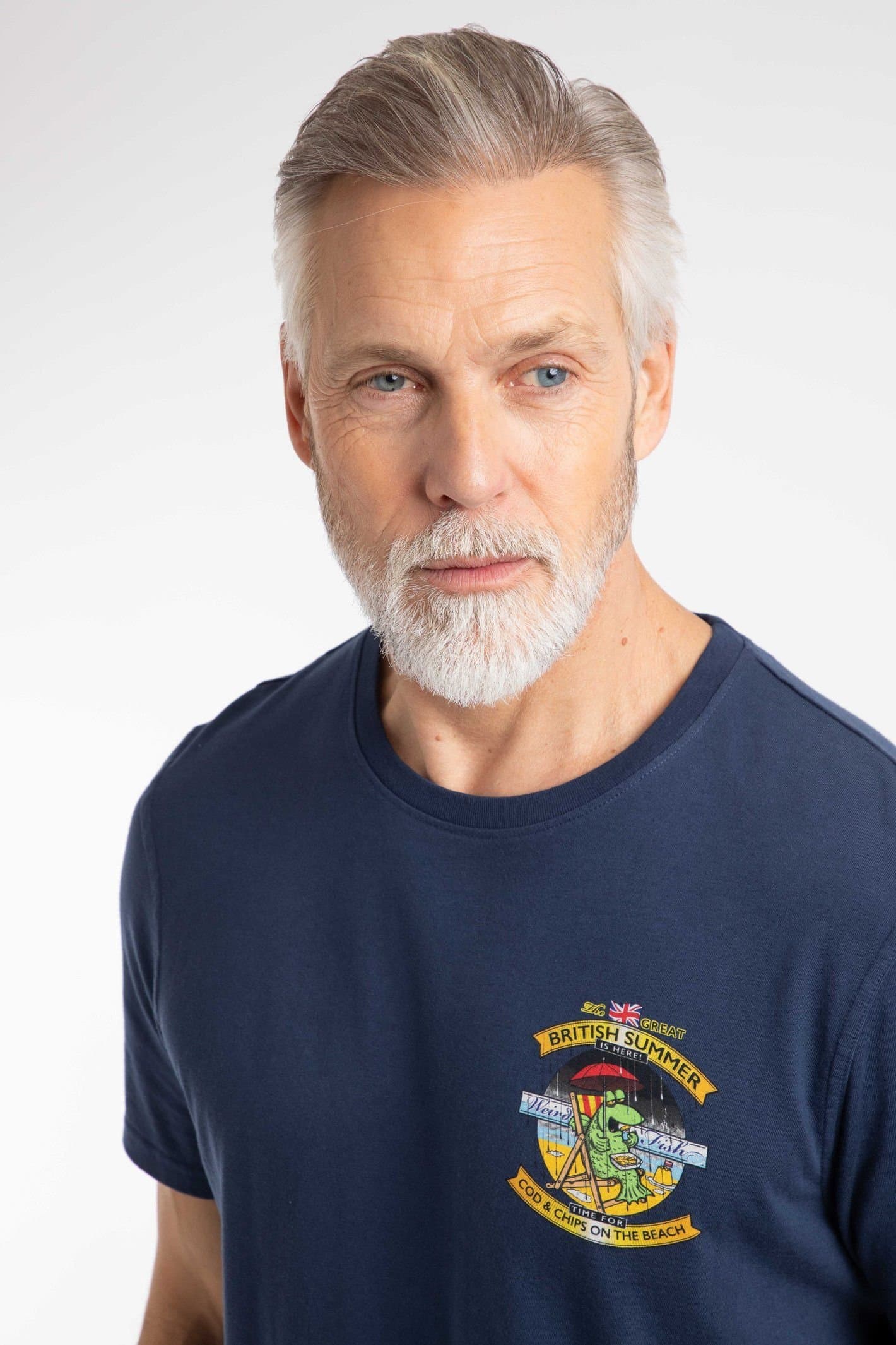 Weird Fish Weird Fish Men's Cod & Chips Artist T-Shirt in Dark Blue