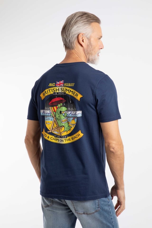 Weird Fish Weird Fish Men's Cod & Chips Artist T-Shirt in Dark Blue - 3