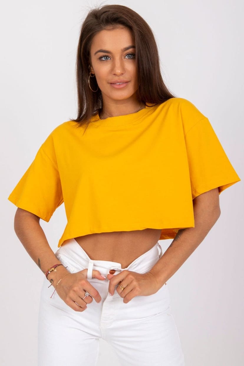 Love Lace Love Lace Women's Loose Fit Short Sleeve T-Shirt Style 165157 in Mustard - 1