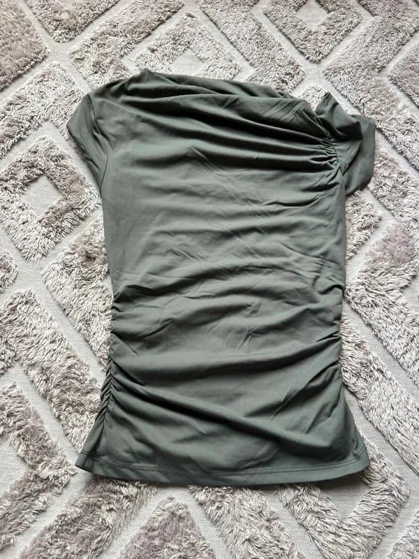 Bershka Bershka Grey Asymmetrical Ruched Top - Size S