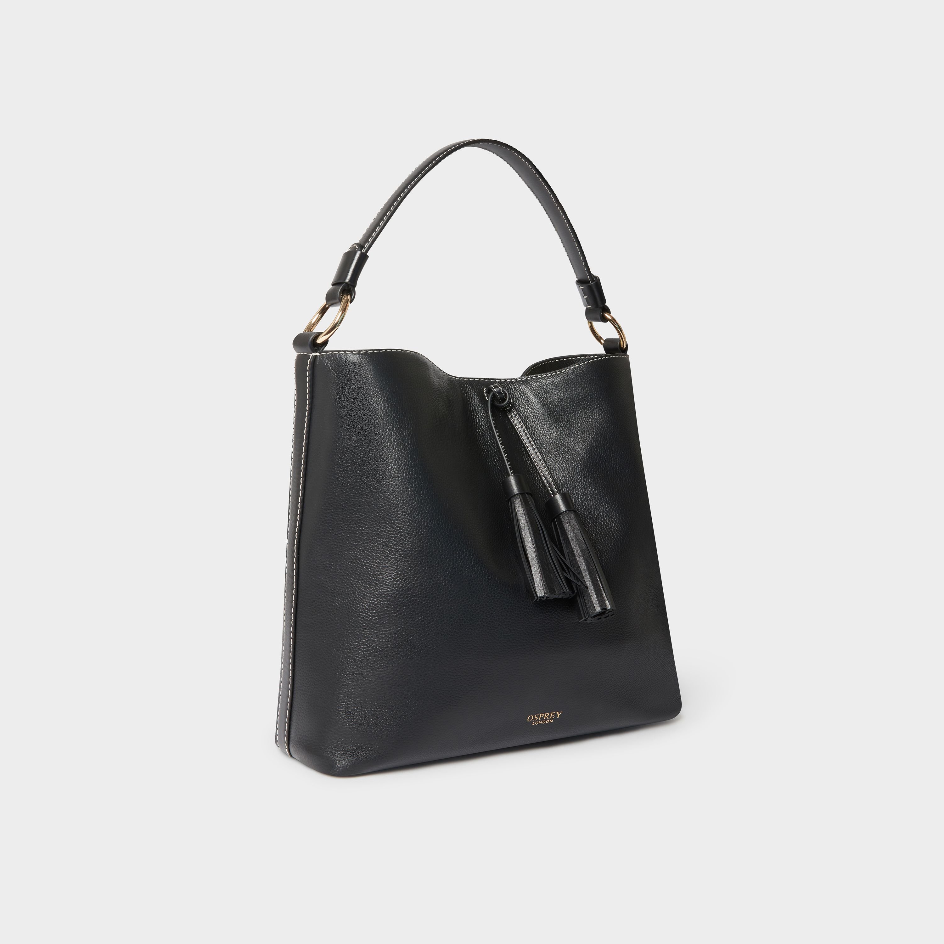 OSPREY LONDON OSPREY LONDON Women's The Classic Savanna Leather Hobo Bag in Black - 2