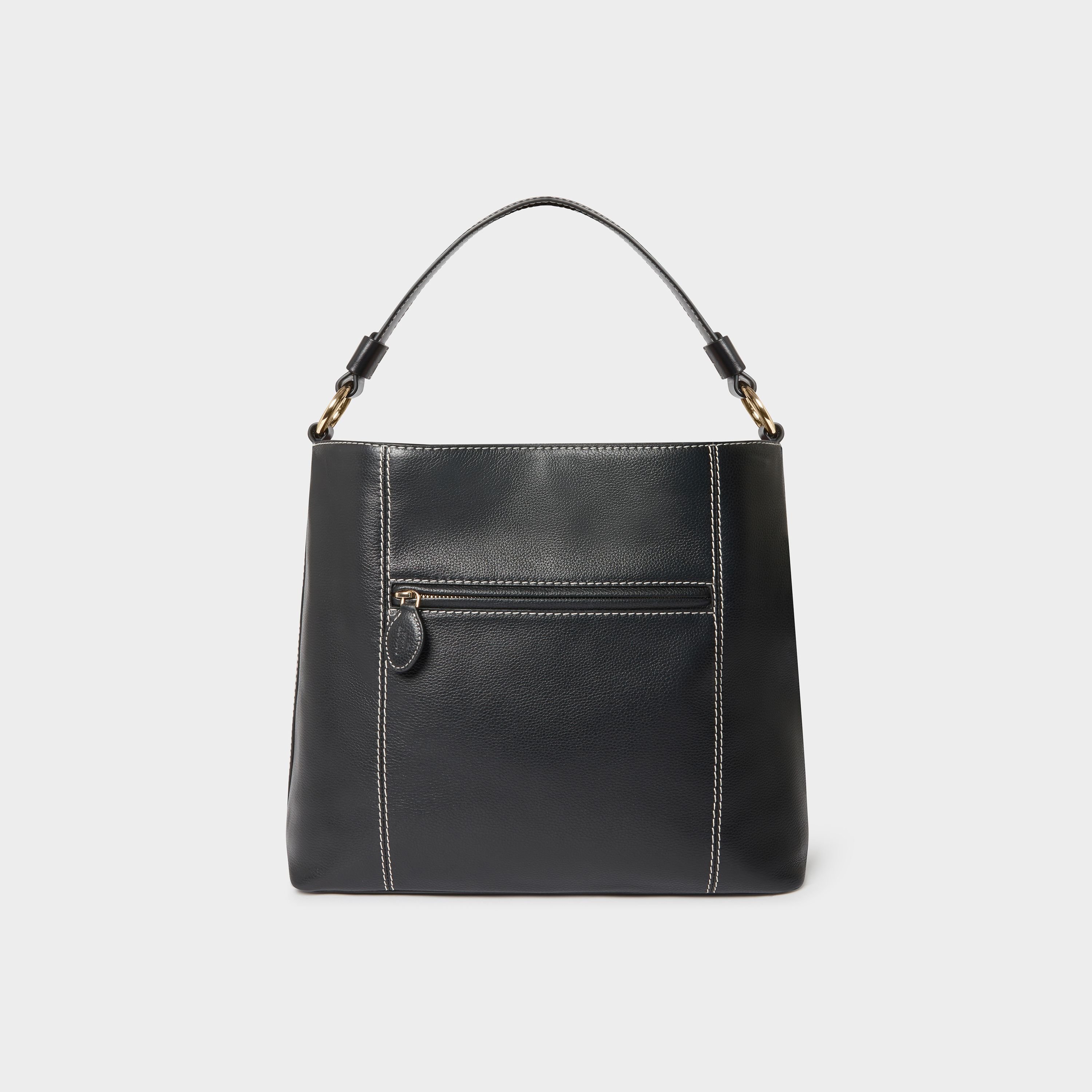 OSPREY LONDON OSPREY LONDON Women's The Classic Savanna Leather Hobo Bag in Black - 3