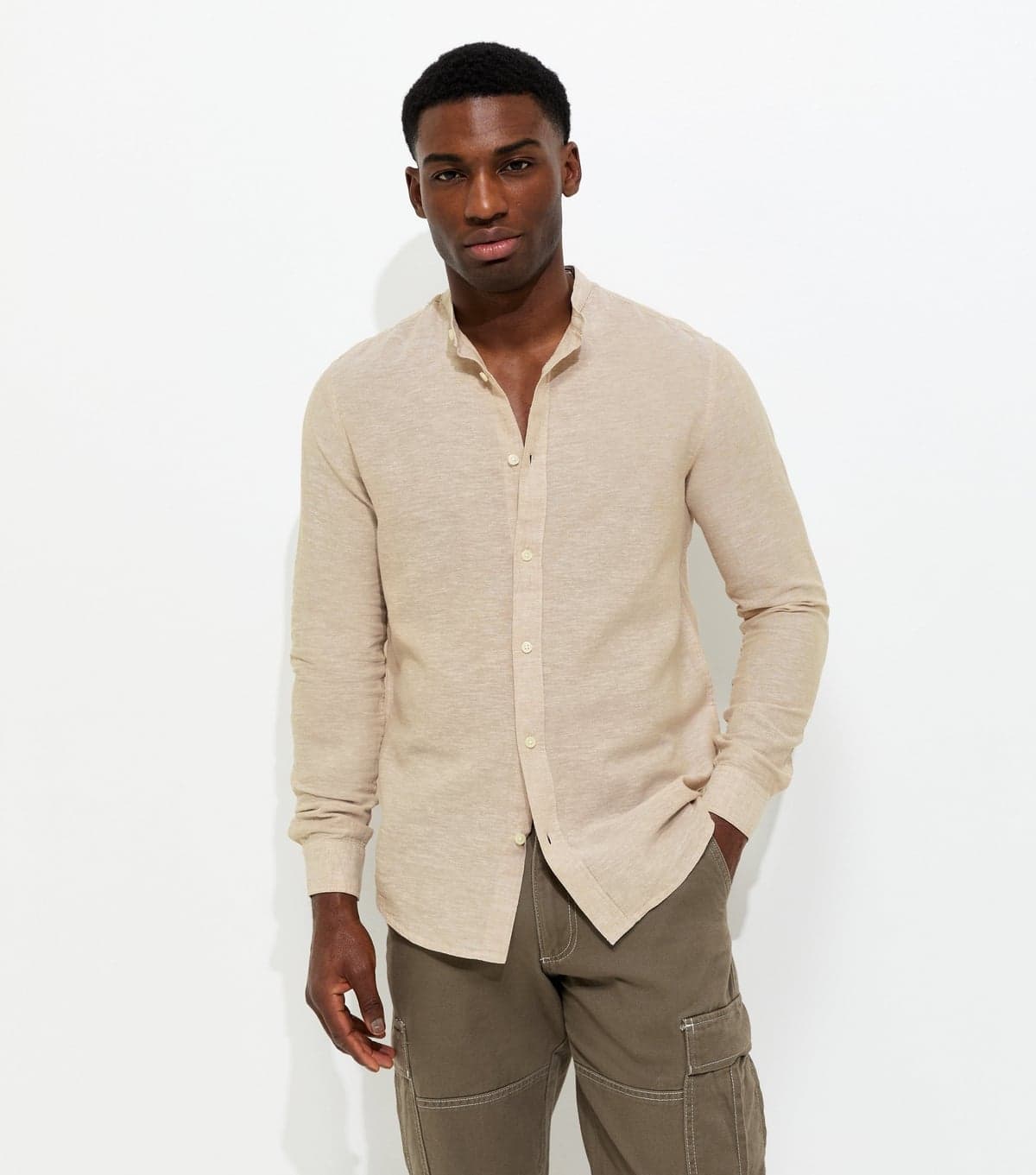 Only and Sons Men's Stone Regular Long Sleeve Shirt Only and Sons New Look