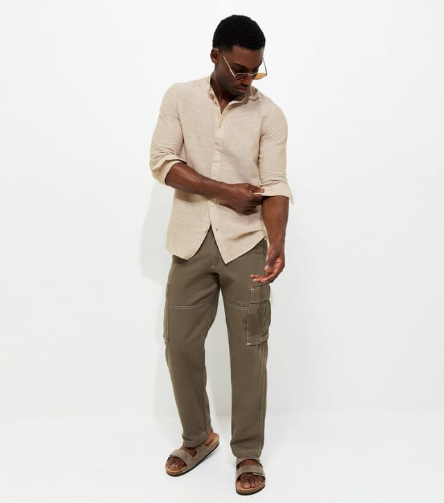 Only and Sons Men's Stone Regular Long Sleeve Shirt Only and Sons New Look - 2