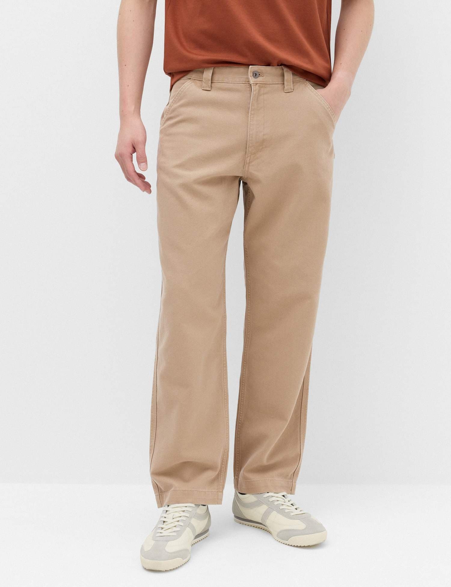 Marks & Spencer M&S Loose Fit Pure Cotton Utility Trousers Fawn