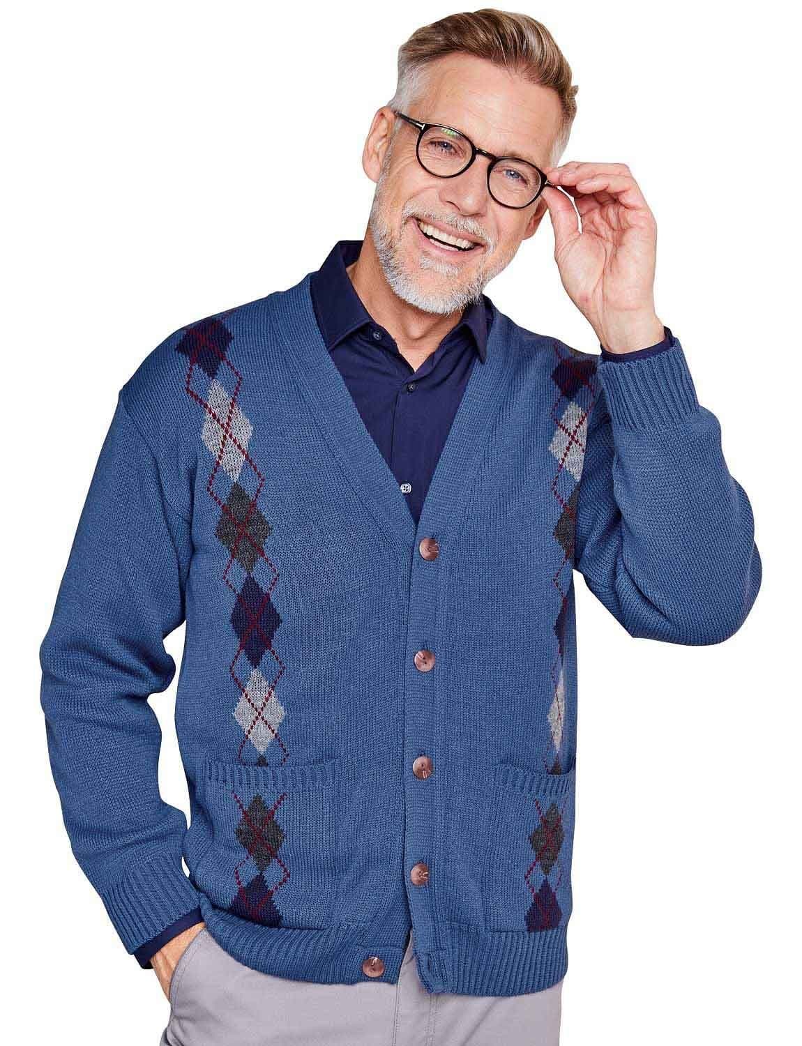 Tootal Tootal Men's Argyle Cardigan in Mid Blue