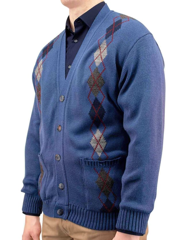 Tootal Tootal Men's Argyle Cardigan in Mid Blue - 2