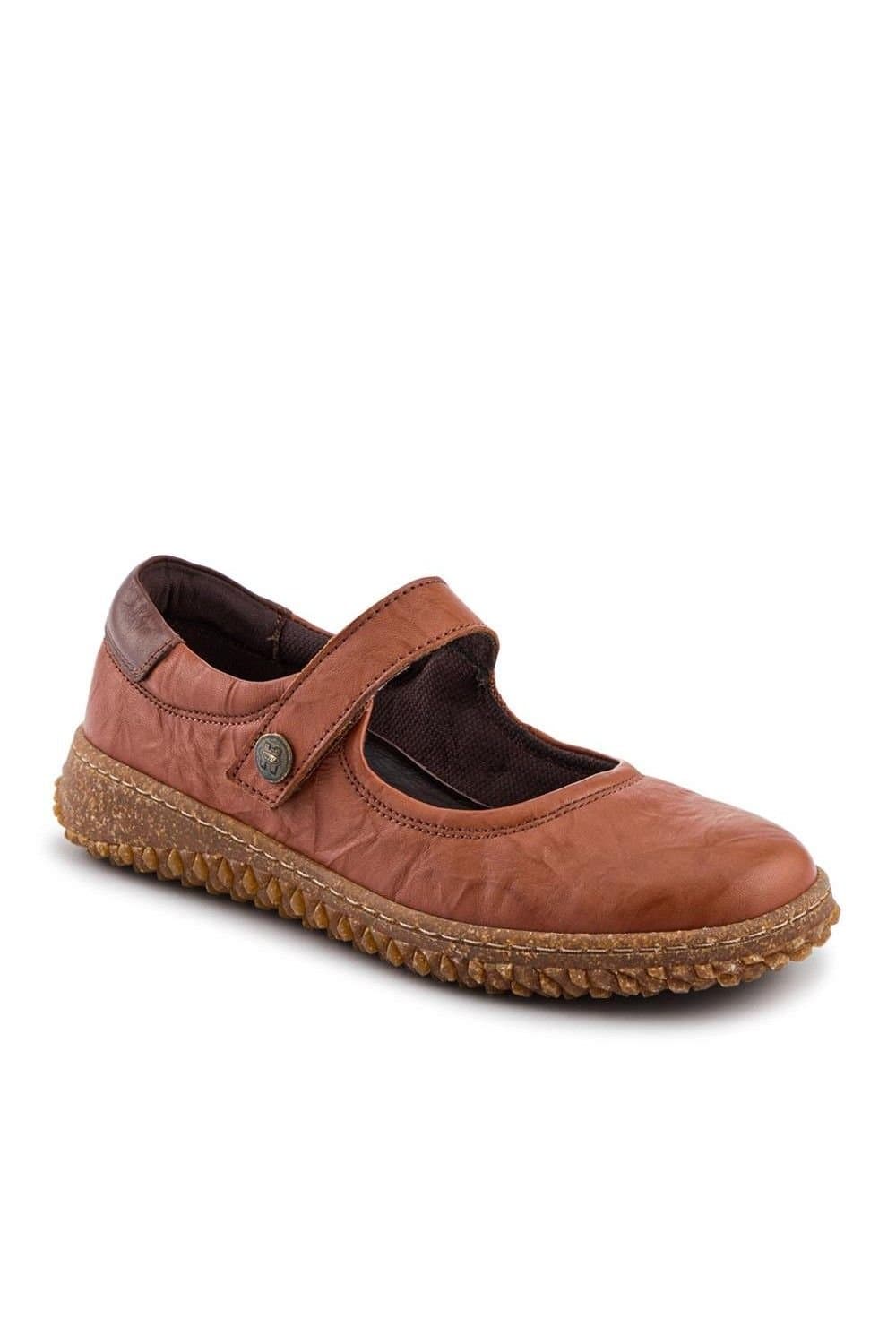 Pavers Pavers Women's Loretta Leather Mary Janes in Tan