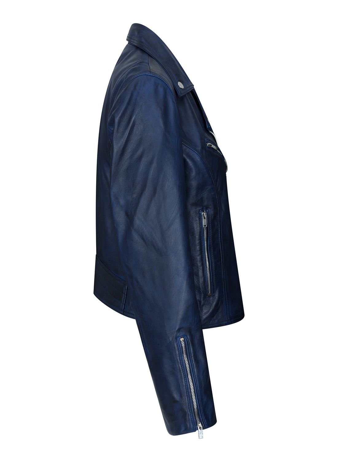 TruClothing TruClothing Women's Leather Biker Jacket in Blue - 2