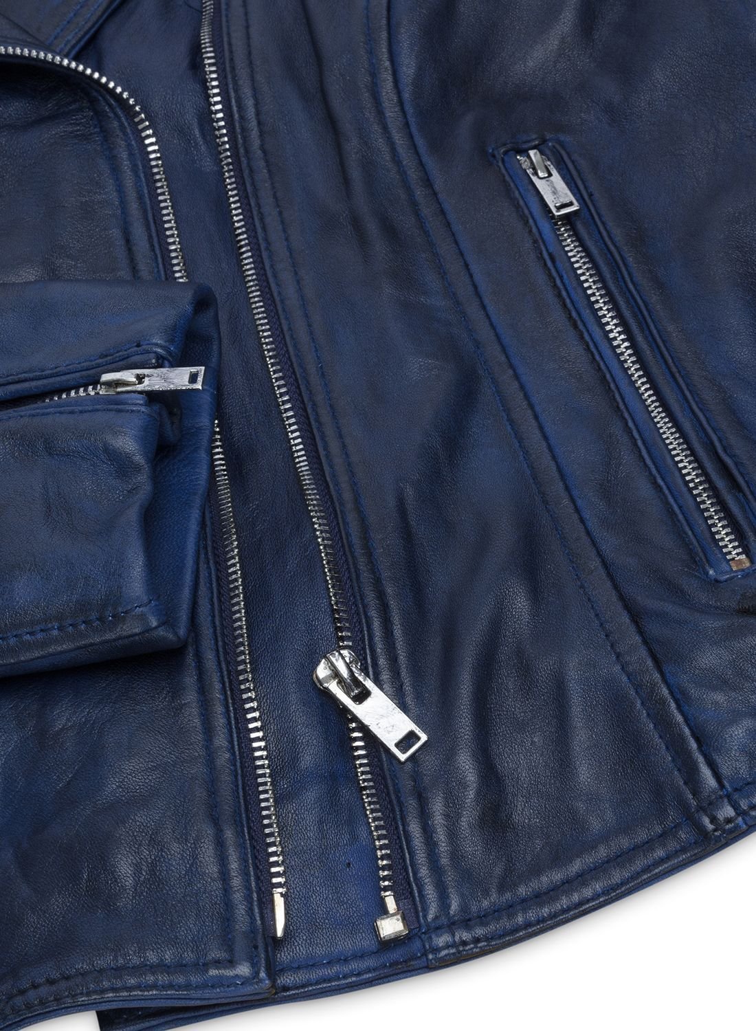 TruClothing TruClothing Women's Leather Biker Jacket in Blue - 3