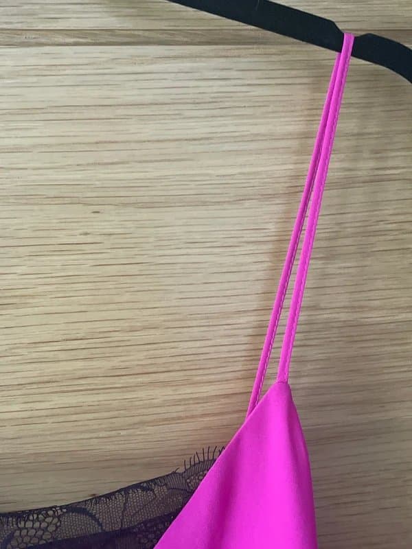 Topshop Ladies Topshop Very Pretty Cool Hot Pink with Black Lace Cami Top