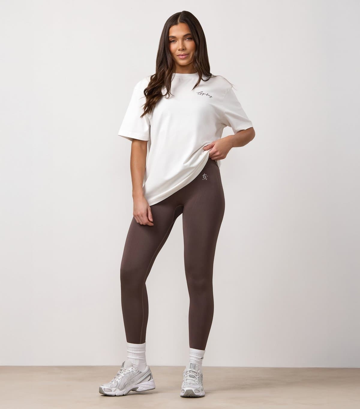 Gym King Women's Cream Poise Mindset Logo Boyfriend T-Shirt Gym King New Look