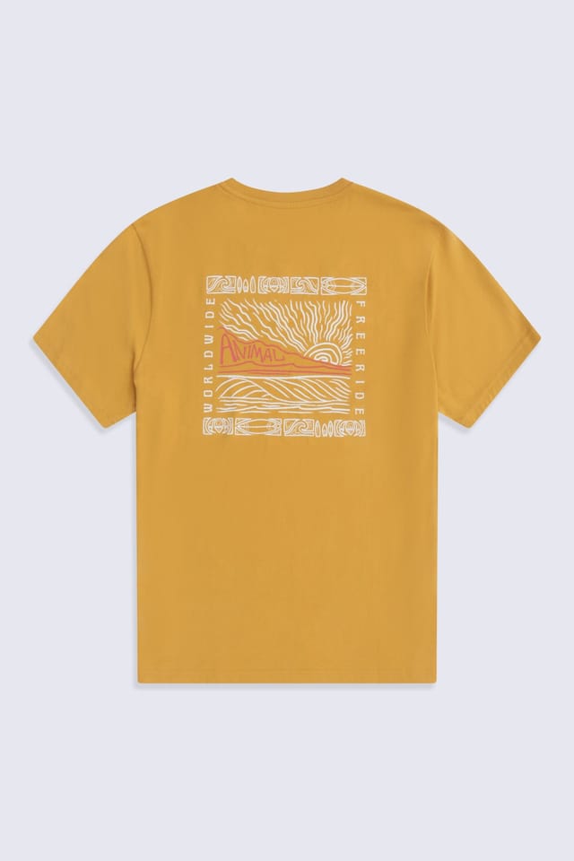 Animal Animal Men's 'Jacob' Short Sleeve Relaxed Fit Lightweight Casual Cotton T-Shirt in Bright Yellow - 2