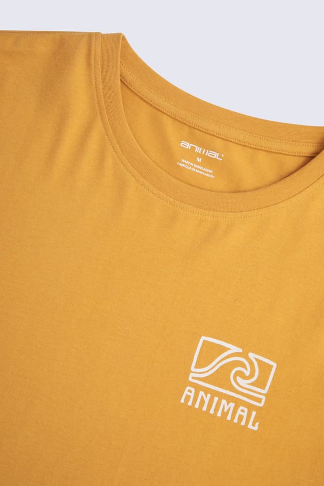 Animal Animal Men's 'Jacob' Short Sleeve Relaxed Fit Lightweight Casual Cotton T-Shirt in Bright Yellow - 3