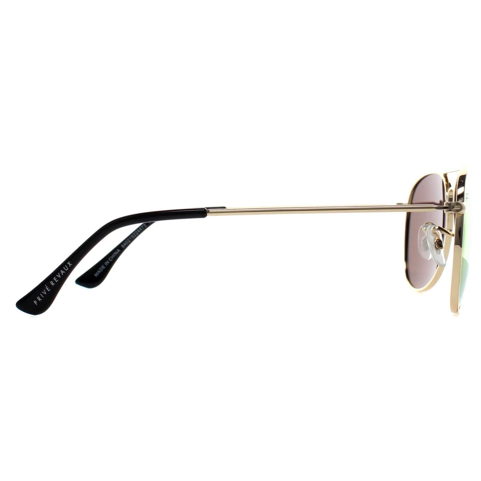 Prive Revaux Prive Revaux Men's Aviator Champagne Gold Blue Mirror Commando Mini - 4
