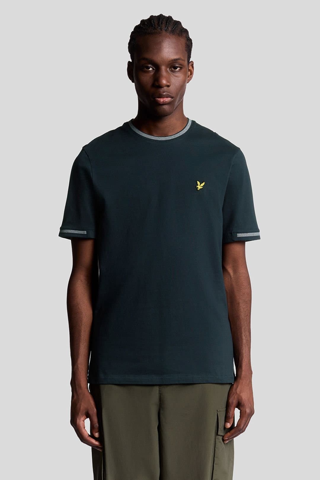 Lyle & Scott Lyle & Scott Men's Birdseye Half Tipped T-Shirt Dark Navy/ Ash Lilac