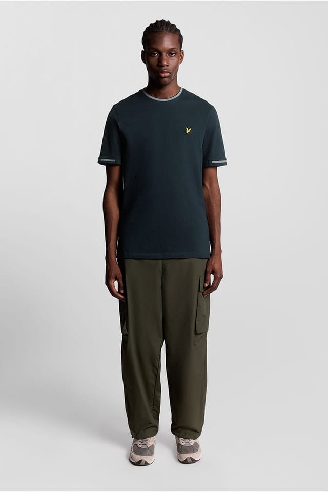 Lyle & Scott Lyle & Scott Men's Birdseye Half Tipped T-Shirt Dark Navy/ Ash Lilac - 2