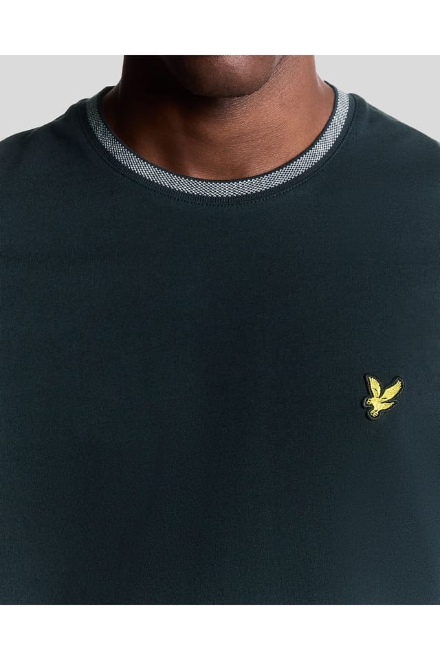 Lyle & Scott Lyle & Scott Men's Birdseye Half Tipped T-Shirt Dark Navy/ Ash Lilac - 3