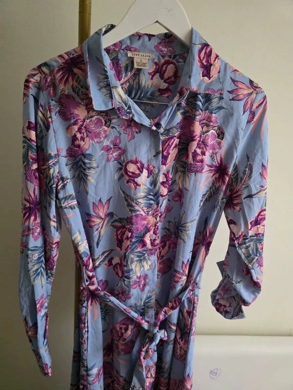 ASOS Class Lilac and Light Blue Floral Shirt Dress Size L